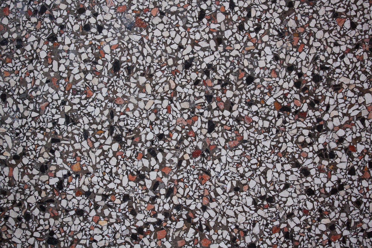 Close-up of a speckled floor with multicolor chips